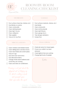 Room by Room Cleaning Checklist - Organised Chic